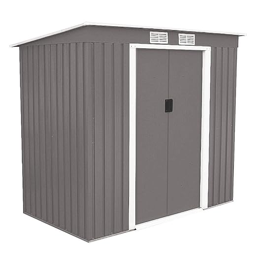 HATTORO Metall Gerätehaus Verschiedene Größen Geräteschuppen Garten Schuppen Gartenhaus Hellgrau (P100)