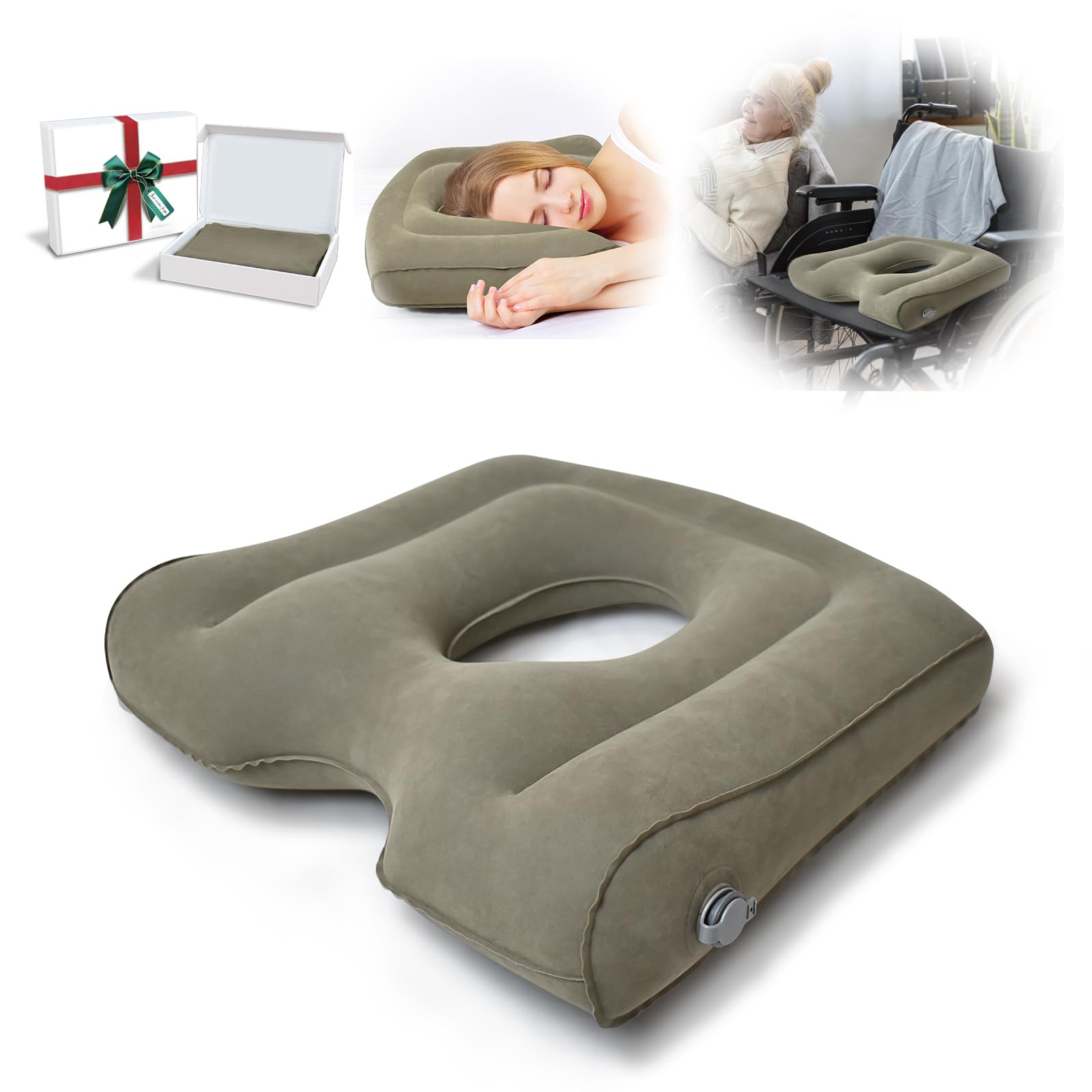 Photo 1 of Inflatable Donut Pillow,Hemorrhoid Cushion- Excellent for Tailbone,Prostate,Sciatica,Bed sores,Postpartum Pregnancy, Post-Surgical Pain-Orthopedic Firm seat Cushion for Home,Office or car (light gray)