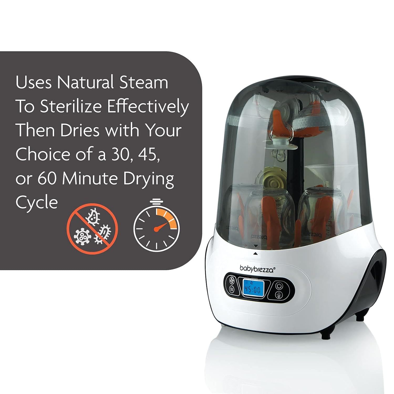 Baby Brezza Baby Bottle Sterilizer and Dryer Machine – Electric Steam Sterilization - Universal Fit - Pacifiers, Glass, Plastic, and Newborn Feeding Bottles : Baby