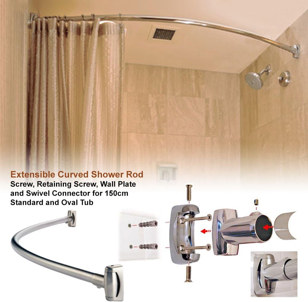 Adjustable Extensible Stainless Steel Chrom Curved Oval Bath Tub