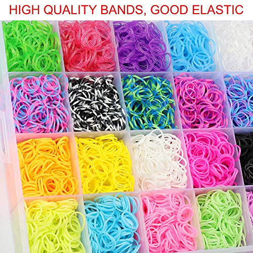 11900+ Rainbow Rubber Bands Refill Kit, 11,000 Loom Bands, 600 S-Clips, 52 ABC Beads, 30 Charms, 10 Backpack Hooks, 200 Beads, 5 Tassels, 5 Crochet Hooks, 3 Hair Clips, ABC Stickers By INSCRAFT