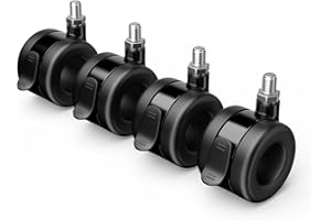 FITUEYES Design TV Cart Wheel Stem Caster Wheels Fit M8 Screw Threads, Casters Set of 4 with Brake and 360-degree Swivel for Furniture and Cart, Up to 80KG Capacity