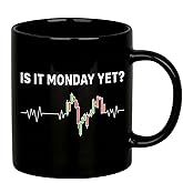 Panvola Is it Monday Yet Heartbeat Traders Gifts Investor Day Trading Stock Market Novelty Drinkware Ceramic Mug 11 oz (Classic, Black)