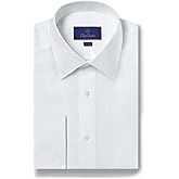 David Donahue Men's Trim Fit Dobby Weave French Cuff Formal Shirt