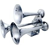 United Pacific 46151 Competition Series 3 Trumpet Train Horn, Heavy-Duty Electric Solenoid, 150 PSI Max, Super Loud Output 150dB +/- 10 dB - ONE Set