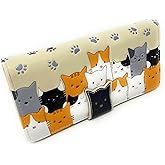 Shag Wear Kitty Cat Crowd Chic Large Animal WalletFor Women and Teen Girls Vegan Faux Leather Beige 7"
