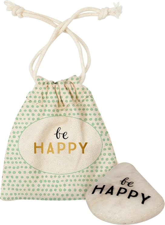 Stein Glücksstein mit Botschaft Taschenschmeichler ca.6cm (be happy)