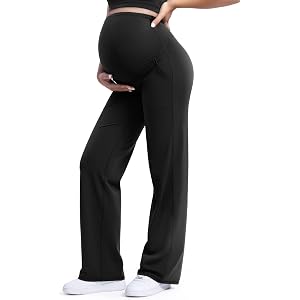 ENERBLOOM Women's Maternity Pants Over the Belly Pregnancy Yoga Pants | 4-way stretch moisture-wicking soft fabric; U-shaped