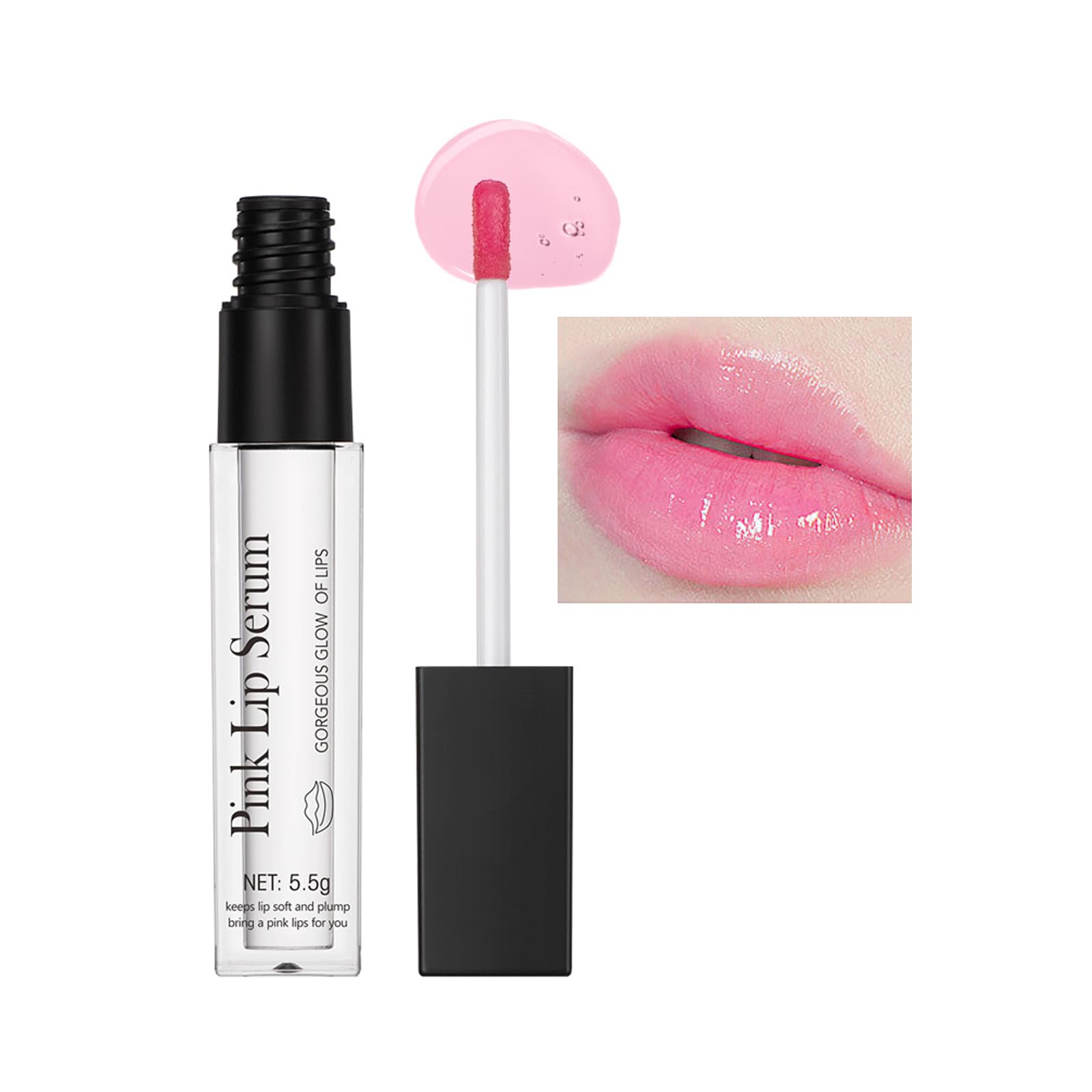 Lip Plumper Pink Lip Plumper Serum, Colour Changing Lip Gloss Moisturizing Pink Lip Gloss, Plumping Lip Gloss Tinted Lip Balm Hydrating & Reduce Fine Lines, Nourishing Repair Lip Oil