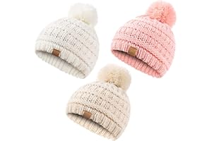REDESS Baby Kids Winter Warm Hats, Infant Toddler Children Pom Pom Beanie Knit Cap Girls Boys