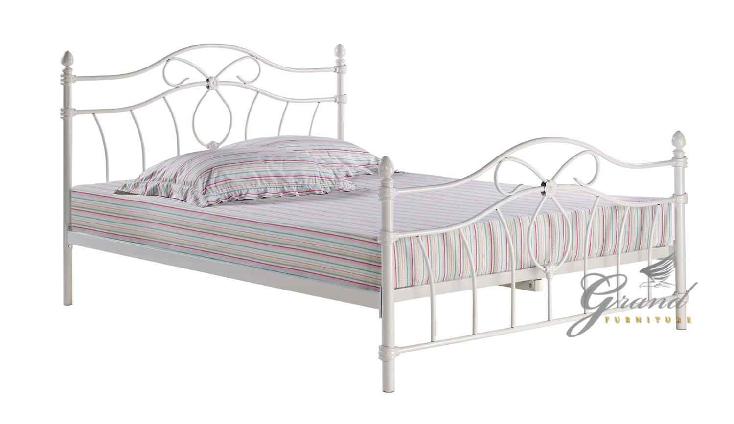 Monaco Traditional Style Metal Bed Frame Victorian White