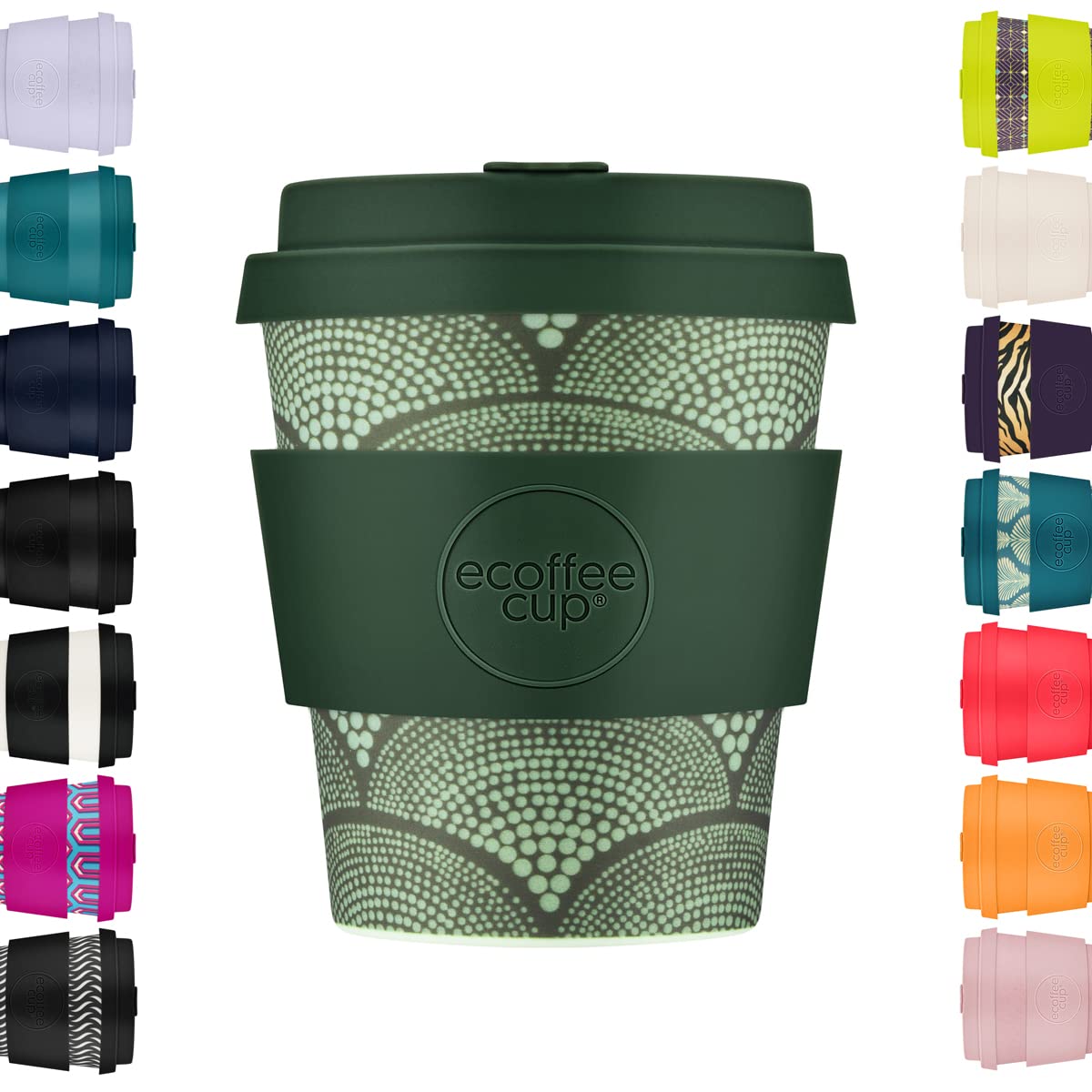 Ecoffee Cup 8oz 240ml Reusable Eco-Friendly 100% Plant Based Coffee Cup with Silicone Lid & Sleeve - Melamine Free & Biodegradable Dishwasher/Microwave Safe Travel Mug, Not that Juan