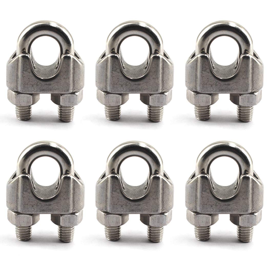 M10 Wire Rope Clip 304 Stainless Steel Cable Clamp U bolt Fastener (Pack of 6)