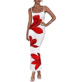 PRETTYGARDEN Womens Floral Maxi Dress Summer 2026 Sexy Spaghetti Strap Slip Bodycon Mesh Beach Vacation Dresses