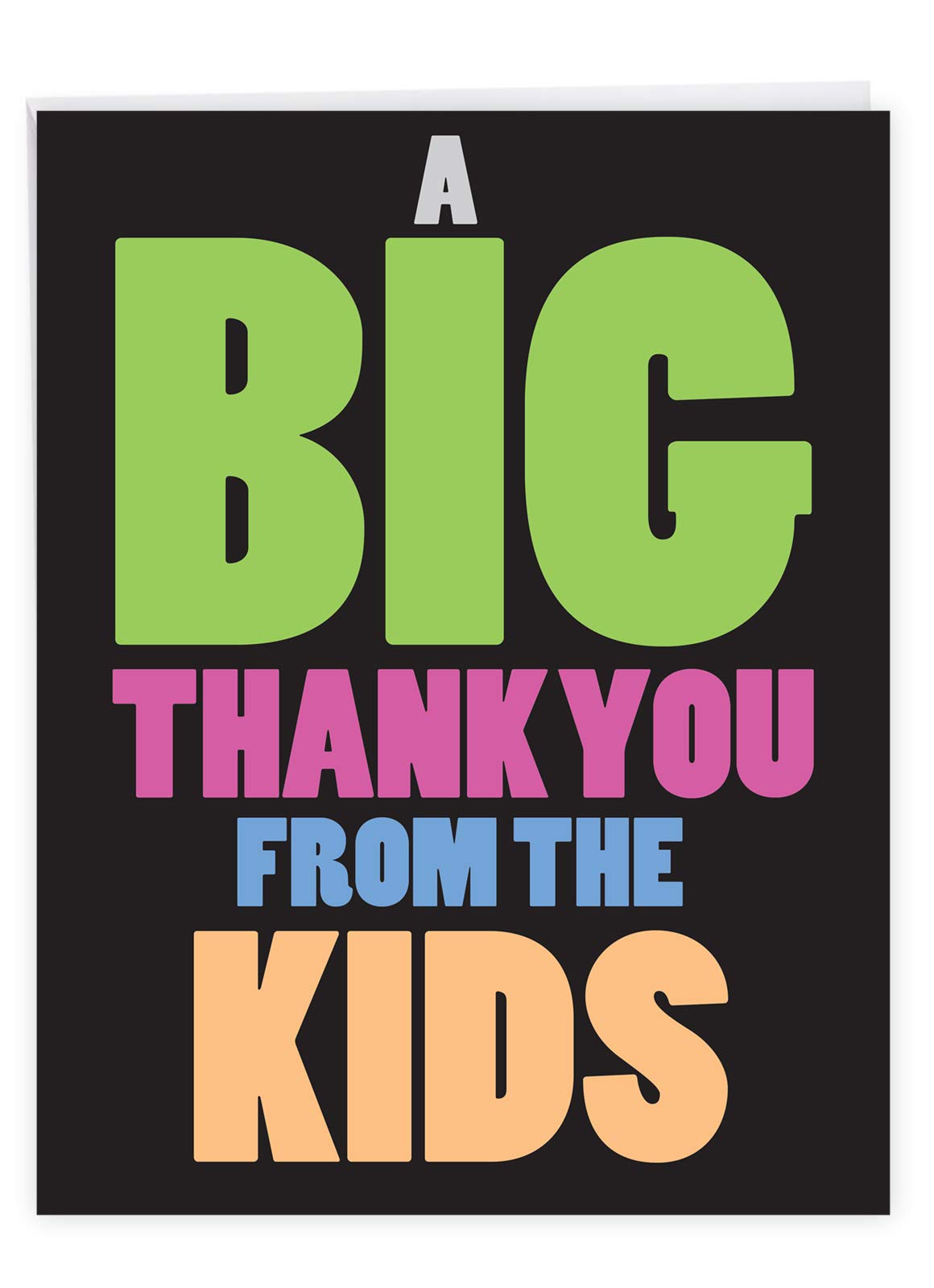 NobleWorks - Big Thanks From The Kids - Teacher, Parent Thank You Greeting Card with Envelope (Extra Large 8.5 x 11 Inch) J6888TYG-US