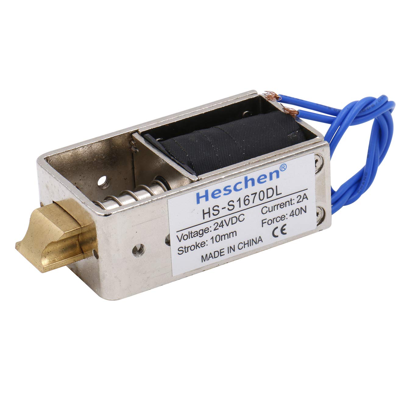 Hechen Solenoid Electromagnet HS-S1670DL DC24V 40N 10mm Stroke Push Pull Type Open Frame Door Lock