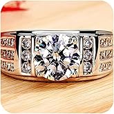 Mnyixsi Mens Moissanite Wedding Band 925 Sterling Silver Ring for Men Moissanite Engagement Anniversary Promise Ring Brilliant Round Cut Promise Rings for Him Size 9