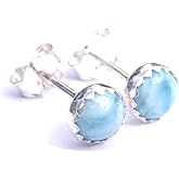 Larimar Earrings Sky Blue Stud Gemstone 5mm Post Earrings