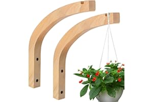 Wall Mounted Plant Hanger, Indoor Outdoor Wooden Brackets, 2-Piece Set, for Plants Lanterns Wind Chimes