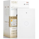 MOES Matter WiFi Smart Touch Light Switch, Compatible with Alexa Google, 1 Gang