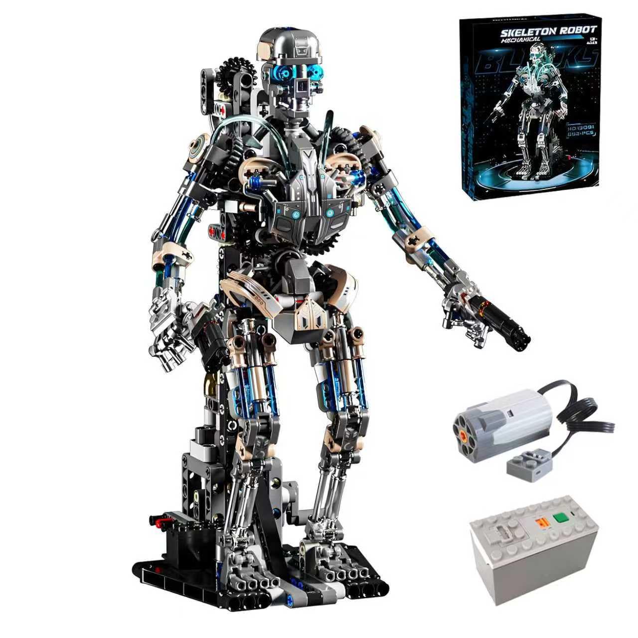 CSNRHG Mechanical Skeleton Robot Building Block Toy 692+Pieces Twistable Body and Poseable Design can be Driven by Hand or Motor Creative STEM Toy for Kids and Adults