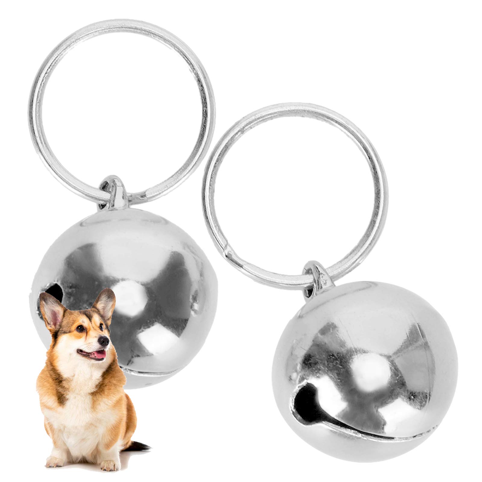 2pcs Rust AntiLost Copper Bells Extra Pair of Cat & Dog Brass Portable Bells Collar Charm Bells for Save Birds & Wildlife(silver)