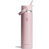 Hydro Flask Water Bottle - Insulated Stainless Steel - Wide Straw Lid, Non Spill, Leakproof in 24 Oz Trillium Pink