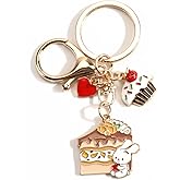 MUCOOS Cute Rabbit Keychain with Lemon Drink or Cake Charm Lovely Bunny Keycharm for Women Sweets Keyring Gifts