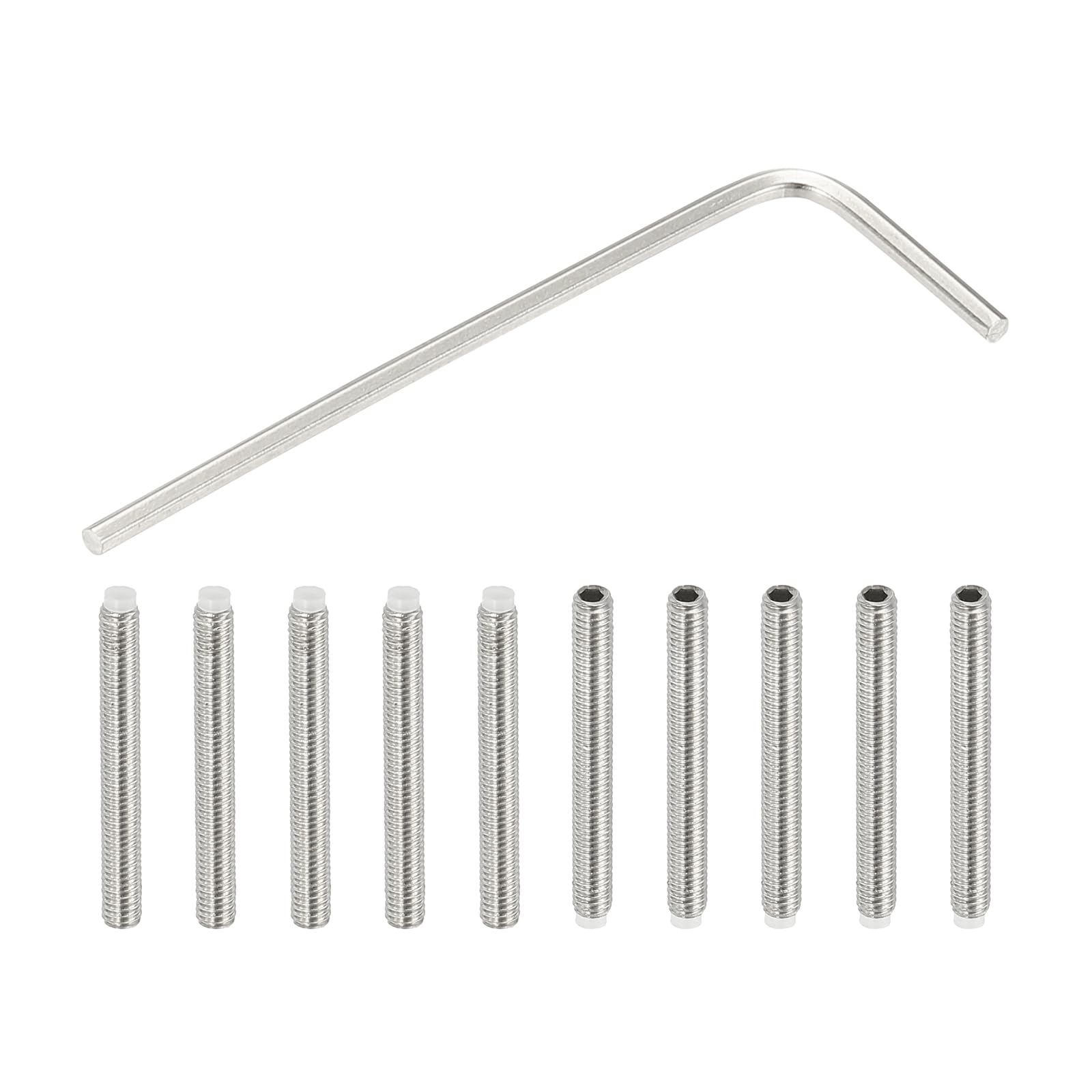 PATIKIL M3x25mm NyLon Tip Grub Screw, 10pcs 304 StainLess SteeL Metric Hex Socket Head Cup Point BoLt Anti SLip InternaL Hex Drive Hardware with l Key Wrench — image 1