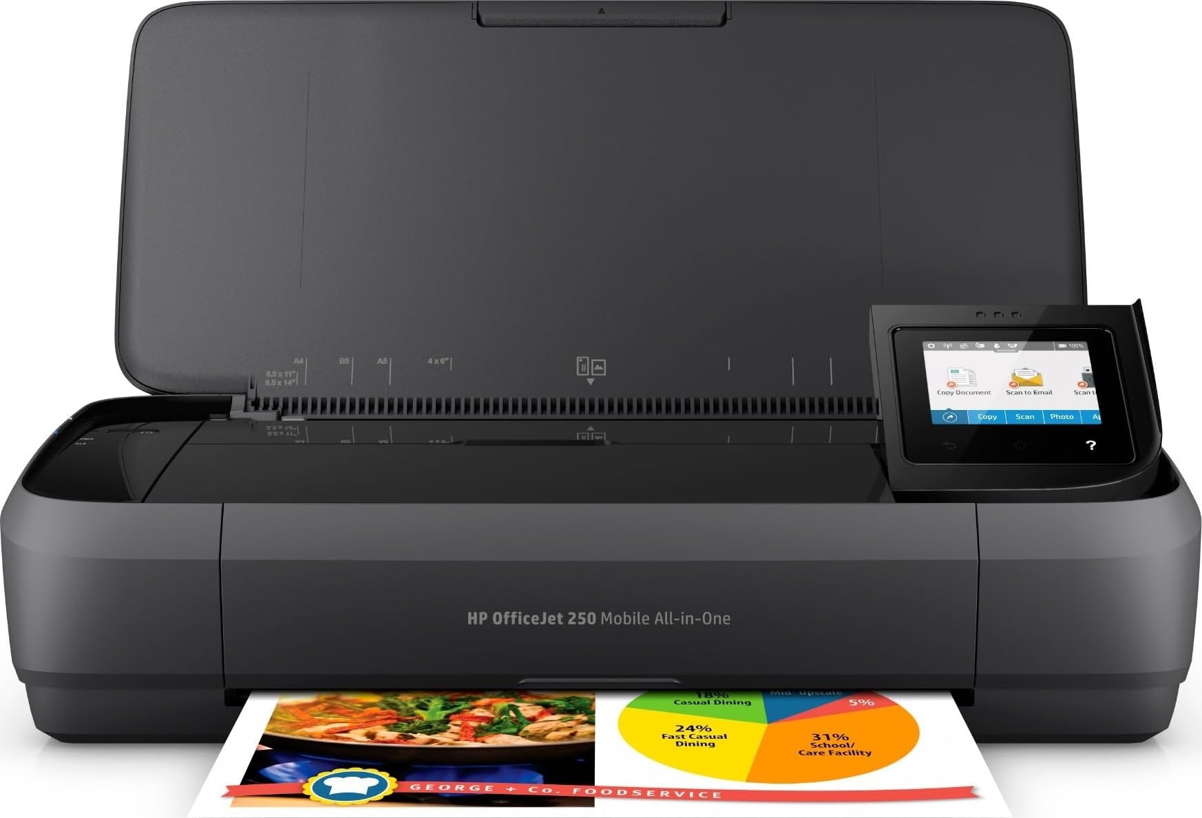 Impresora, escáner y fotocopiadora móviles inalámbricos HP OfficeJet 250 - Negro, batería incluida (CZ992A)