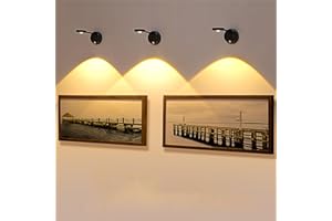 Yuewilai Wireless Picture Light Battery Operated Set of 2, Painting Light with Motion Sensor and Remote Control, Stepless Dimming Art Display Light for Picture Frame (Black)