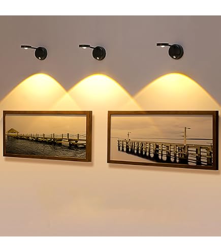 Leonneo Picture Lights – Luci A LED Per Quadri, Wireless Ricaricabili, 12 Colori RGB, Set Da 3 In Nero