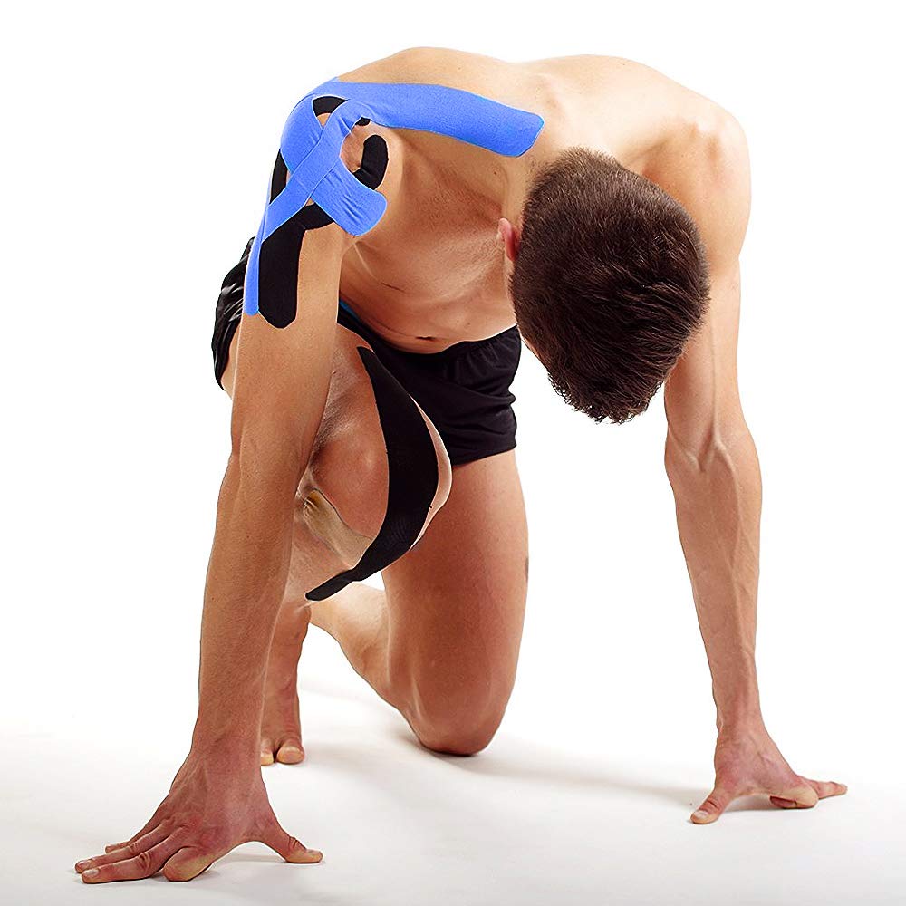 Physio Tape Kinesiologie Tape 5m x 5cm, Muskeln Kinesiology sport vorgeschnitten, Rollenlänge Elastisches Therapeutisches sport verletzungen Tape Elastische Bandage für Plantarfasziitis Physiotherapie