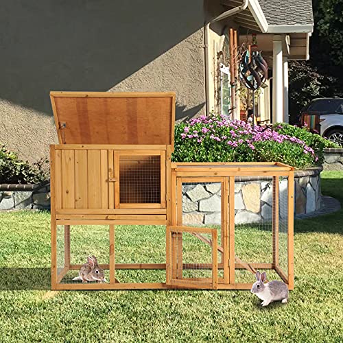 B BAIJIAWEI Wooden Rabbit Cage Hutch Chicken Coop Bunny Cage Poultry