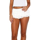 Dancenter Women Y2k Lace Bloomers Sexy Layered Ruffle Frilly Panties Lolita Fairy Mini Shorts Tiered Boy Short Skort