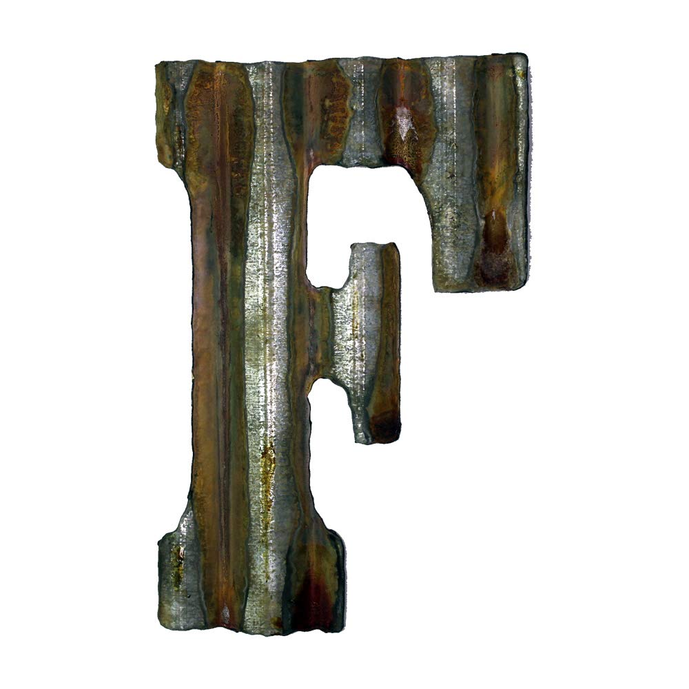 Custom Cut Decor 8'' Rusty Galvanized Corrugated Metal Letter -F
