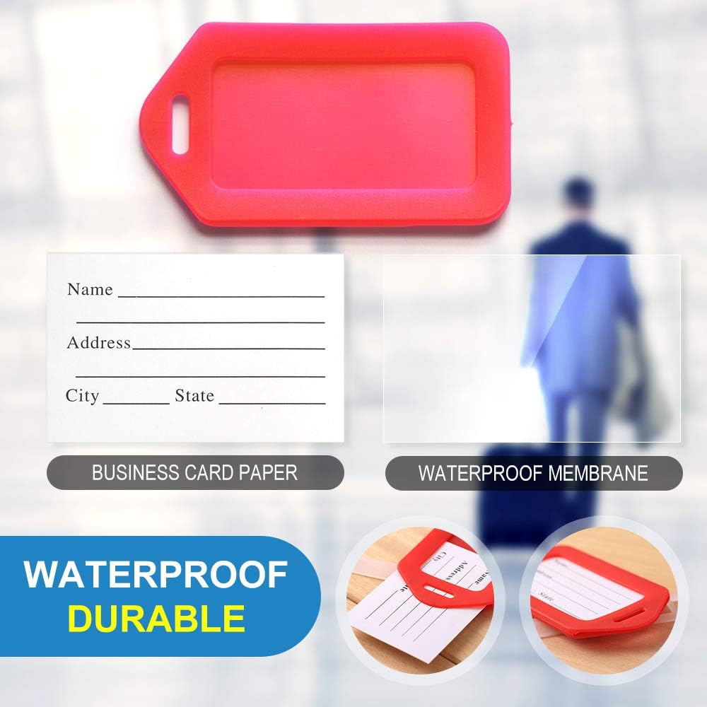 10 Pcs Luggage Tags, 3.4x1.9 Inches Plastic Luggage Identifiers with Lanyard, Name Tags Travel Accessories, Waterproof ID Tags Multi-Color Airplane Suitcase Labels: Office Products