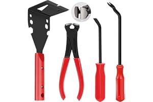 HIMOMO 4Pcs Nail Puller with Trim Removal Tool Kit, End Cutting Pliers Baseboard Removal Tool Auto Trim Removal Tool Pry Bar Clip Removal Tool Fastener Remover Tool Kit for Car Furniture Wooden Floor