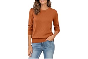 Womens Sweaters Crew Neck Long Sleeve Tops Knit Soft Pullover Sweaters Cozy Dressy Casual Shirts Fashion Clothing