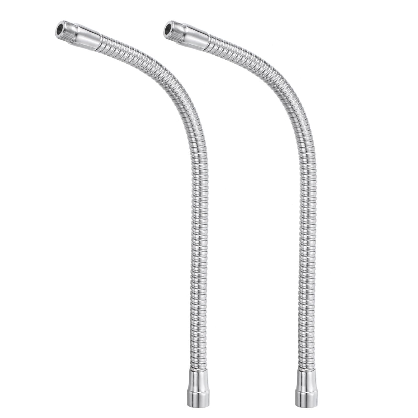 PATIKIL 16" Microphone Gooseneck, 2Pcs 5/8"-27 Thread Metal Universal Hose Flexible Arm Gooseneck Tube Extension for Multifunction DIY, Silver Tone