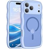 BENTOBEN Magnetic for iPhone 17 Pro Max Case, Cute Wavy [Full Camera Protection][Compatible with MagSafe] Matte Anti-Slip Bumper Women Girls Boys Protective Cover for 17 ProMax 6.9", Mist Blue