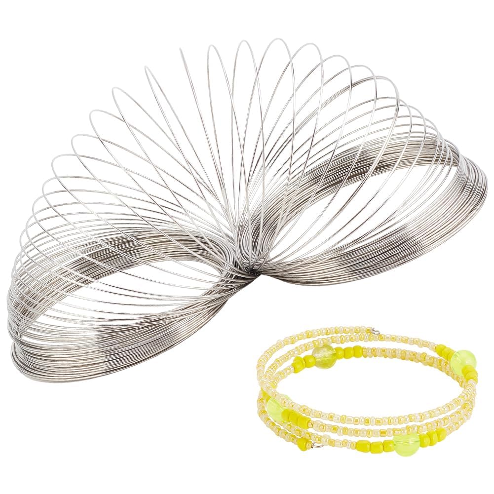 PH PandaHall 100 Loops Jewellery Beading Wire, 24 Gauge Bracelet Memory Wires Steel Bendable Craft Wire for DIY Craft Beading Bangles Stackable Bracelet Ring Earring Jewellery Making