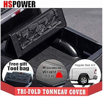 Amazon Com Hs Power 2019 For Dodge Ram 1500 6 4 Ft Bed Black Hard Tri Fold Tonneau Cover With Tool Bag Automotive