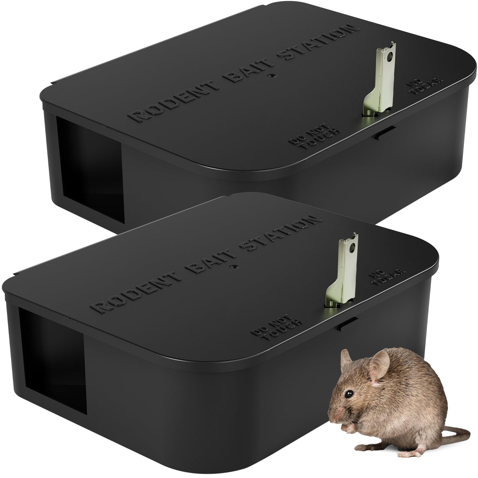 Photo 1 of Rat Station Box with 1 Key, Complete Rodent Solution Keeps Rats Away, Pet & Child-Safe, Lock & Key Available, Reusable & Long-Lasting, Indoor & Outdoor, 2 Pack