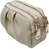 Coin Purse, Small 2 Zippered Change Pouch Wallet, Little Travel Wallet,Gift 4.9x 1.6x 3.1 inches (Beige)