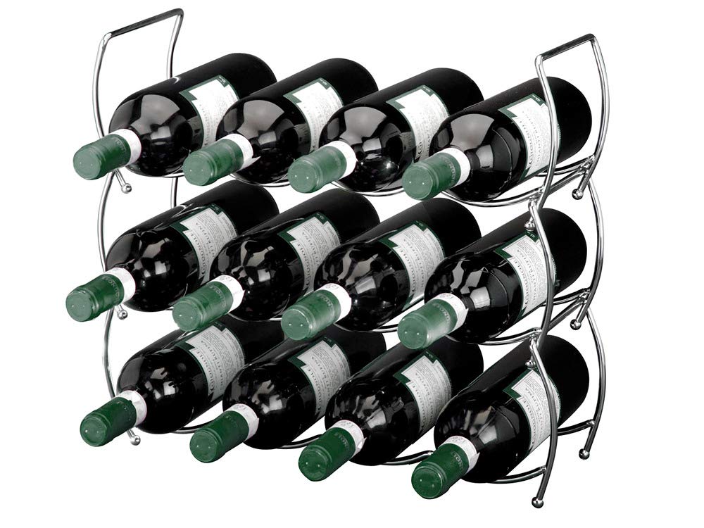 Viscio Trading 171532 Stackable Chrome Wine Rack, Steel, Silver, 13 x 40 x 40 cm