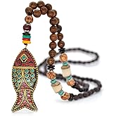 Tanyoyo Vintage Long Necklace Handmade Turquoise Wood Beads Necklace for Women Fashion Jewelry