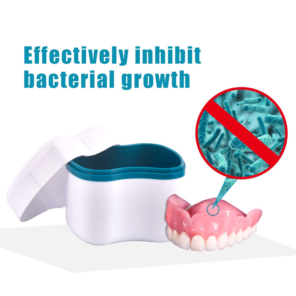 Denture Retainer Cleaning Case with Filter, Denture Box, Denture Brush Cups Bath, Dentures Container with Removable Strainer Basket Holder : Beauty
