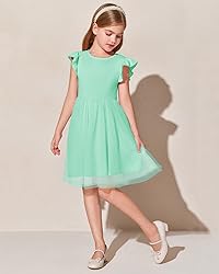 Haloumoning Girls Tutu Dress Ruffle Short Sleeve