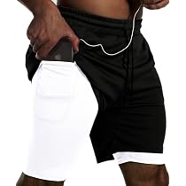 Phone Pocket Women's JWJ Mens 2 In 1 Running Shorts Quick Dry Gym Athletic Workout Clothes With Side Pockets,Green Short 2 En 1 Homme